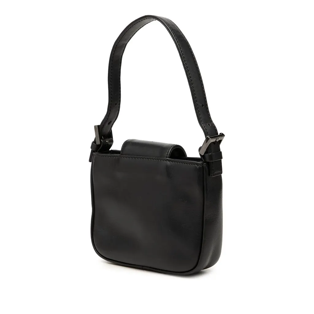 Givenchy Mini Calfskin Textured Logo Handbag Black Leather Very good - Back View