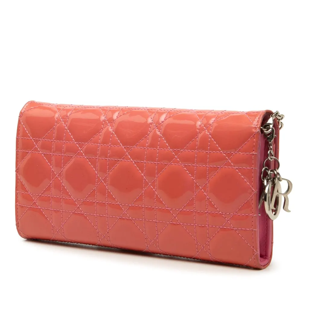 Dior Patent Cannage Lady Dior Wallet On Chain Pink Leather Very good - Back View