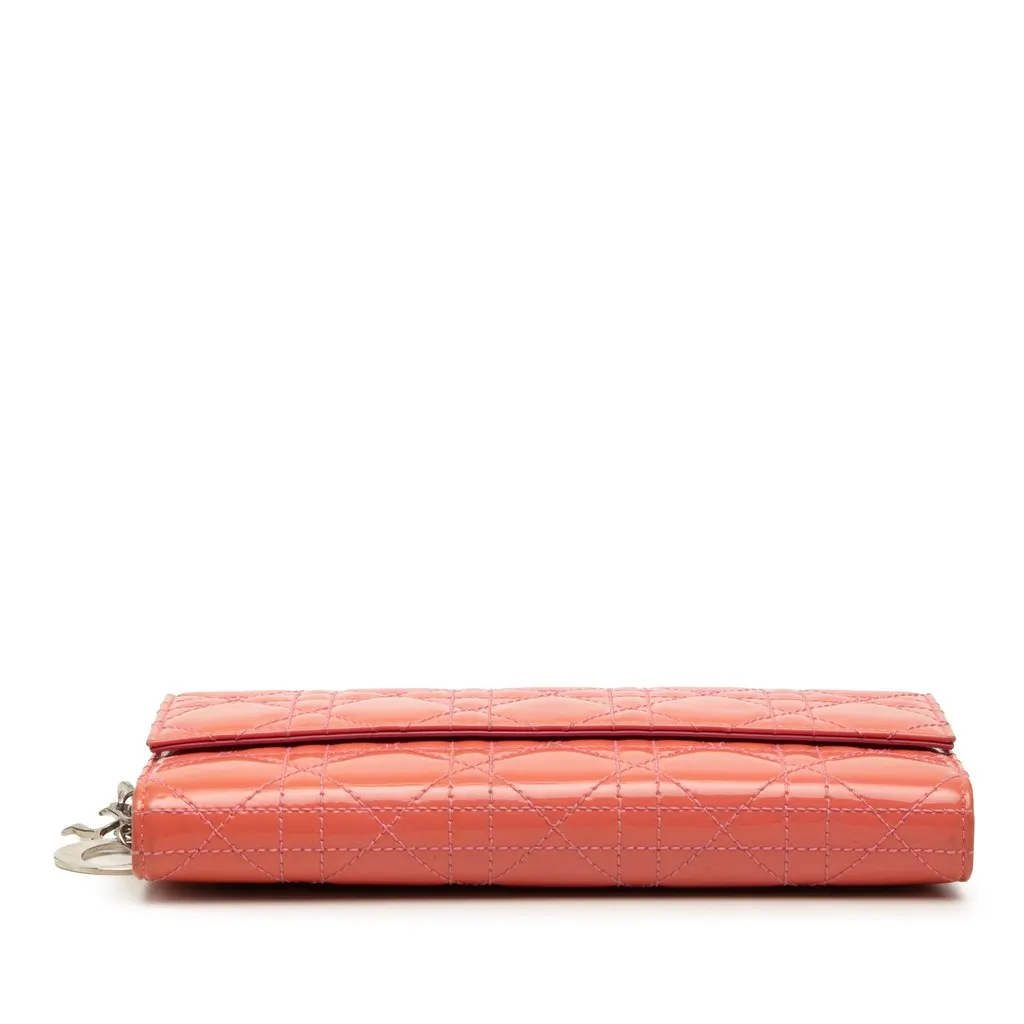 Dior Patent Cannage Lady Dior Wallet On Chain Pink Leather Very good - Inside View
