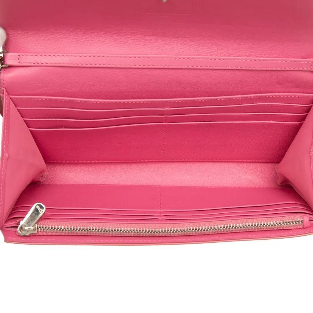 Dior Patent Cannage Lady Dior Wallet On Chain Pink Leather Very good - Model View