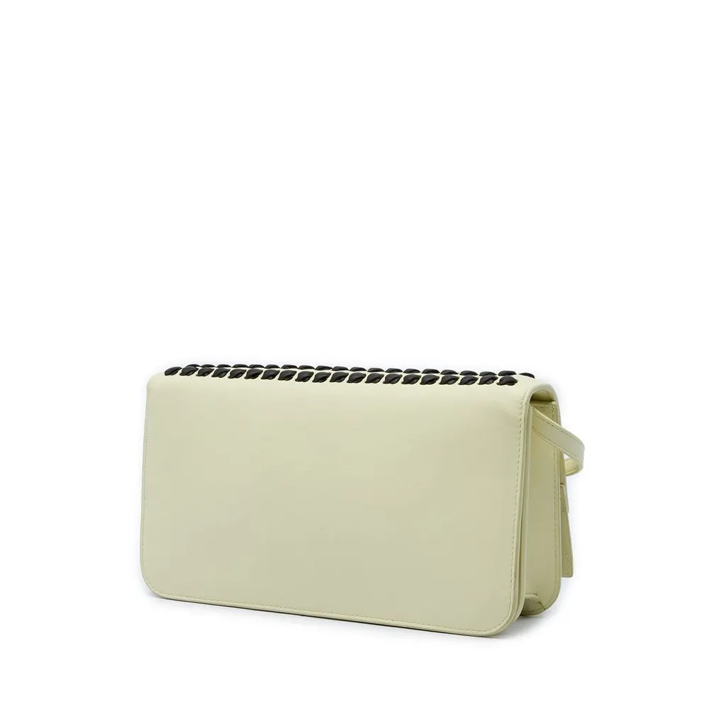 Bottega Veneta Lambskin Whipstitch Flap Crossbody White Leather Very good - Back View
