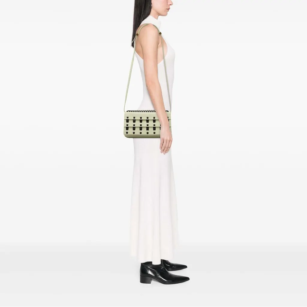 Bottega Veneta Lambskin Whipstitch Flap Crossbody White Leather Very good - Box View