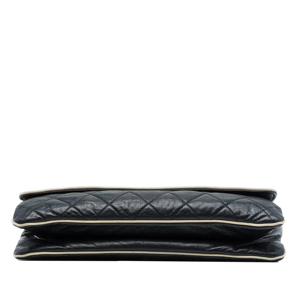 Chanel Quilted Lambskin East West Mademoiselle Flap Black Leather Very good - Inside View