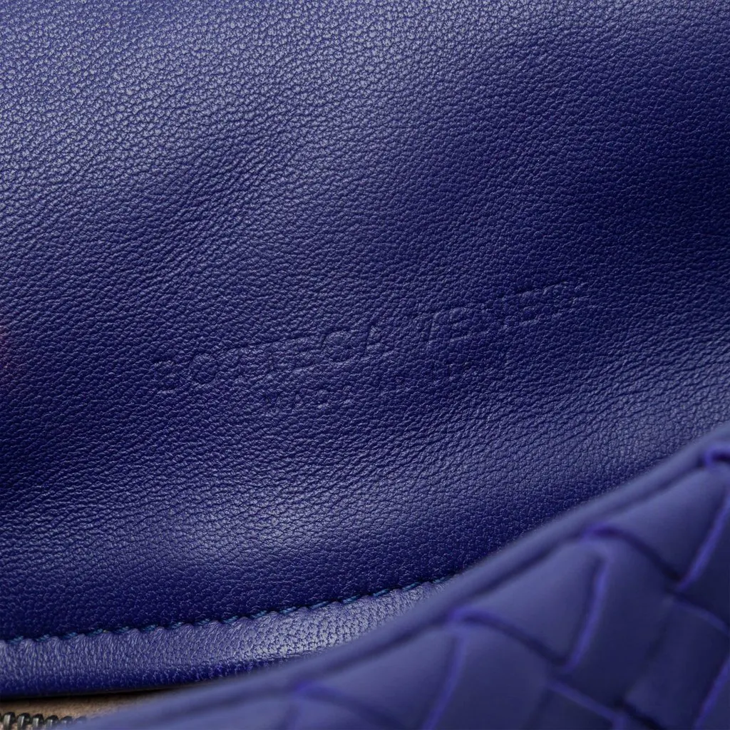 Bottega Veneta Nappa Intrecciato Flap Crossbody Blue Leather Very good - Box View