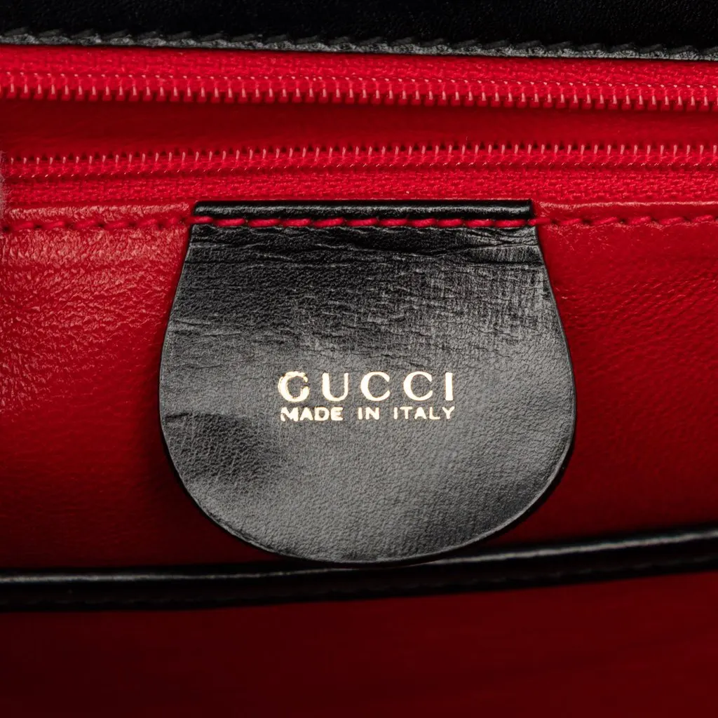 Gucci Calfskin Bamboo Night Black Leather Very good - Box View
