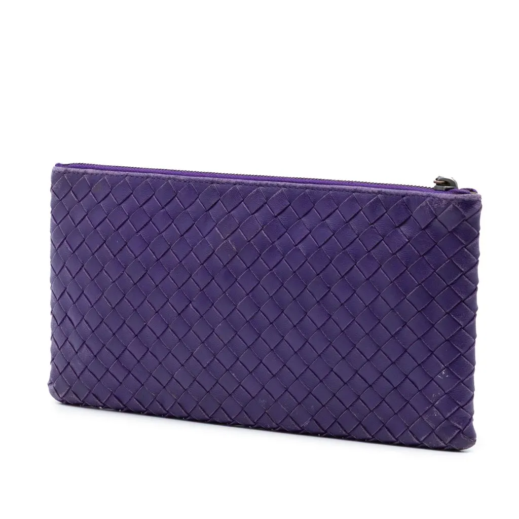 Bottega Veneta Nappa Intrecciato Clutch Purple Leather Very good - Back View