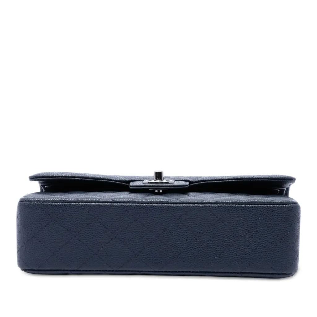 Chanel Medium Classic Caviar Double Flap Blue Leather Very good - Inside View