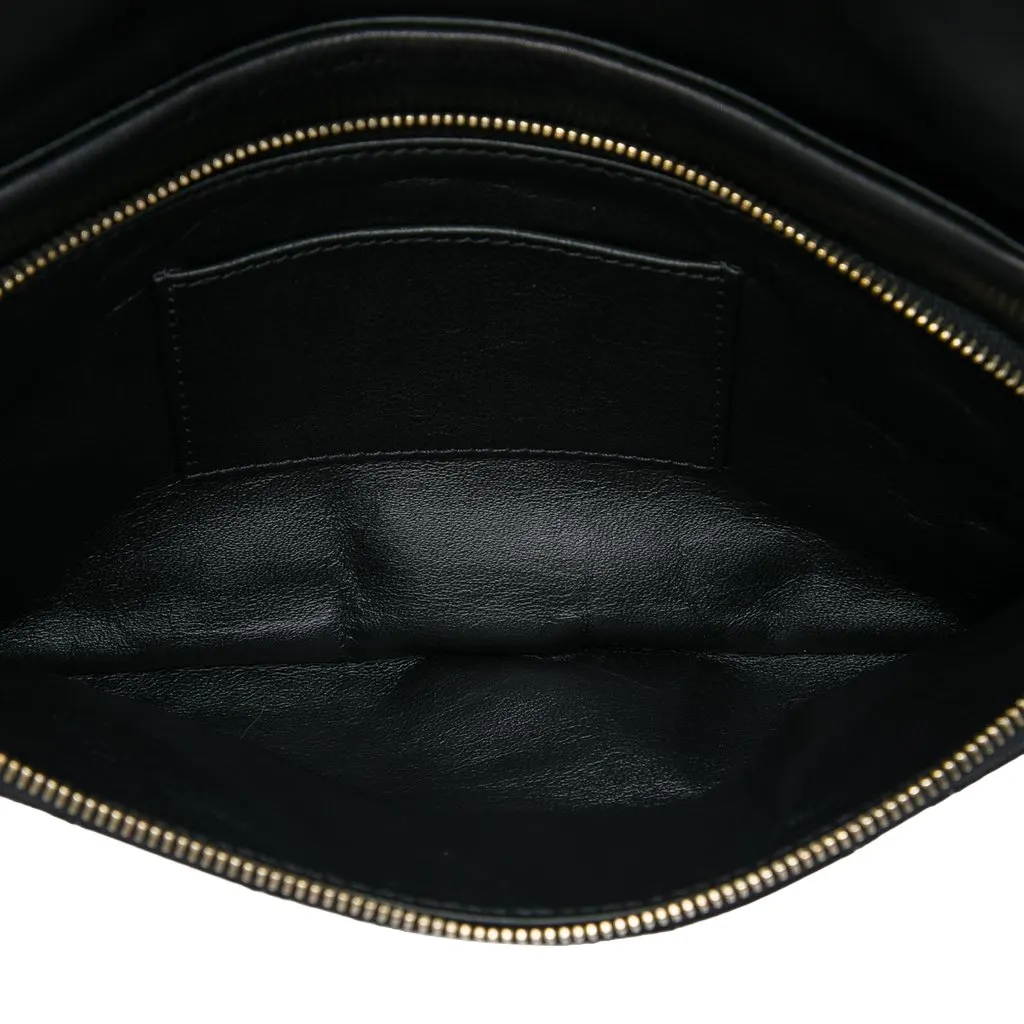 Chanel Quilted Lambskin Thin City Foldover Clutch Black Leather Very good - Model View