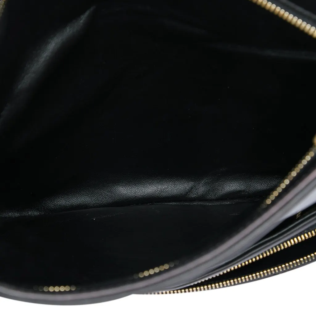 Chanel Quilted Lambskin Thin City Foldover Clutch Black Leather Very good - Box View