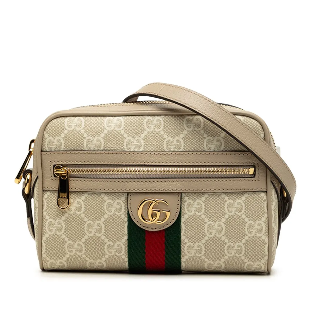 Gucci Mini GG Supreme Web Ophidia Crossbody Brown Very good - Front View