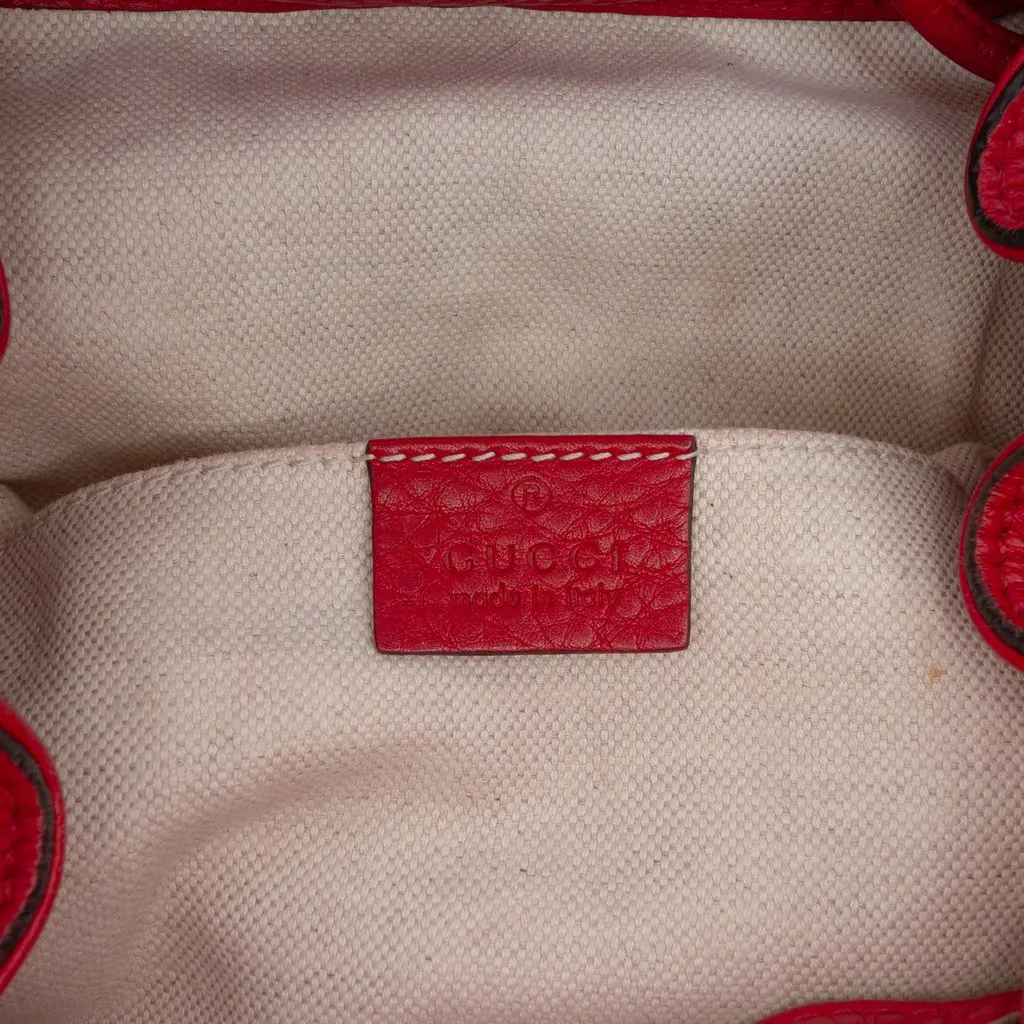 Gucci Calfskin Bamboo Tassel Drawstring Backpack Red Leather Very good - Box View