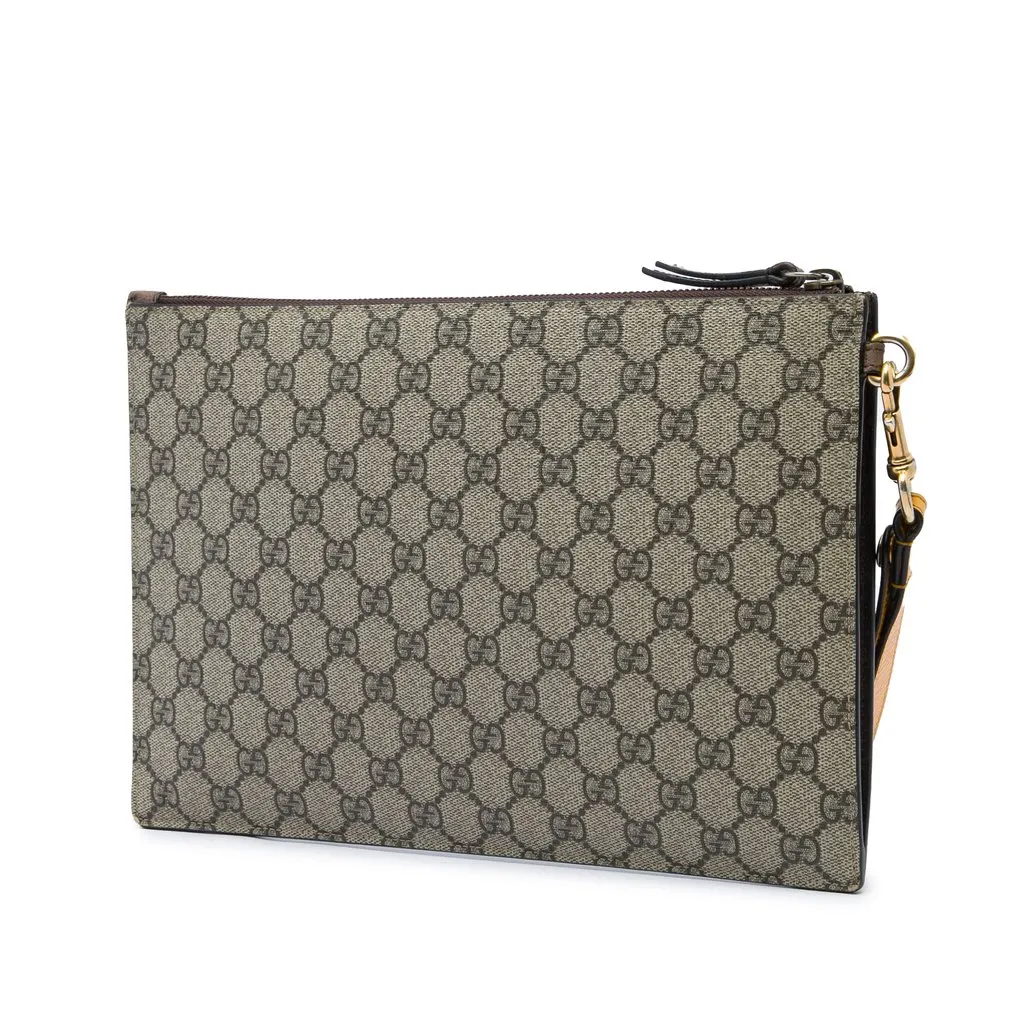 Gucci GG Supreme Neo Vintage Clutch Beige Canvas Very good - Back View