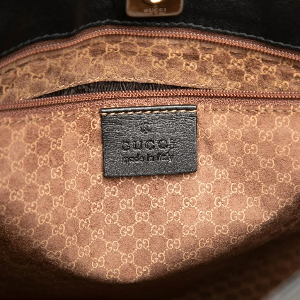Gucci Calfskin Web Shoulder Bag Black Leather Very good - Box View