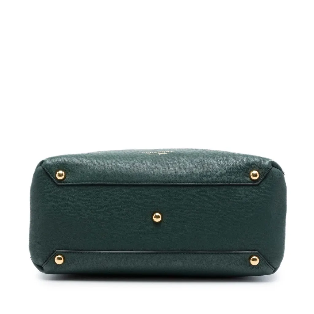 Burberry Medium Leather and House Check Banner Satchel Green Leather Very good - Inside View