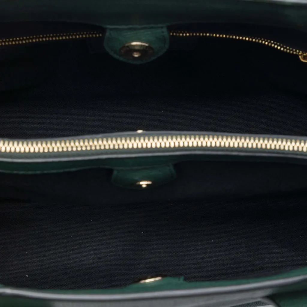 Burberry Medium Leather and House Check Banner Satchel Green Leather Very good - Model View