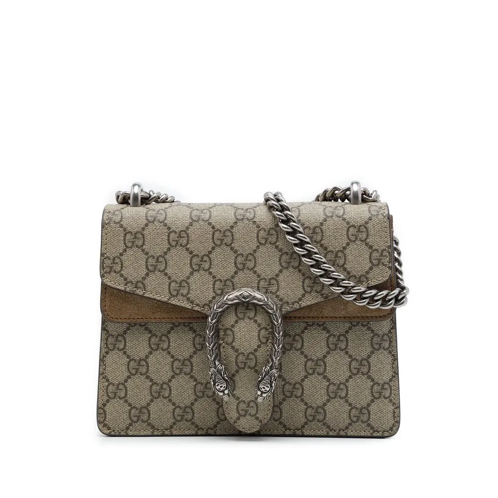 Gucci Small GG Supreme Dionysus Crossbody Beige Canvas Very good - Front View