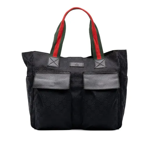 Gucci GG قماش ويب مزدوجة Pockets حقيبة توت