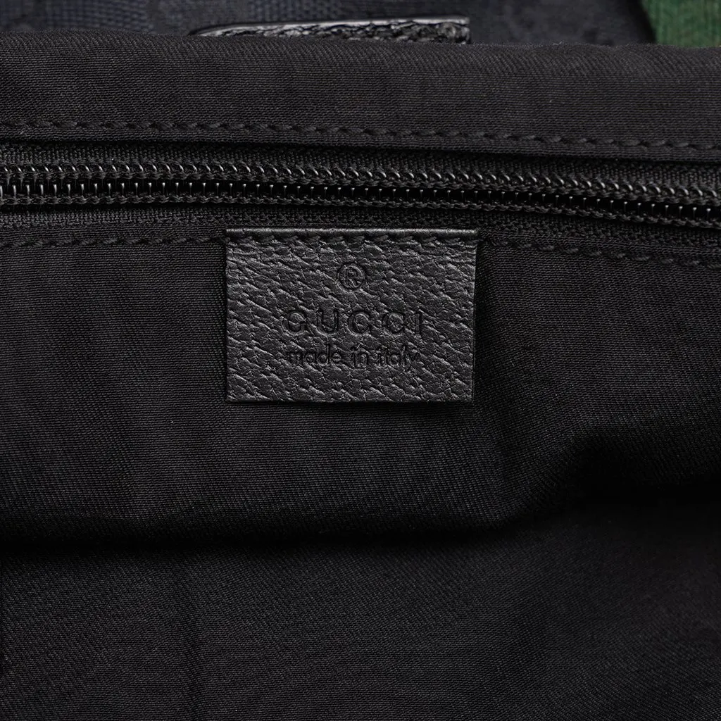 Gucci GG Canvas Web Double Pockets Tote Black Canvas Very good - Box View