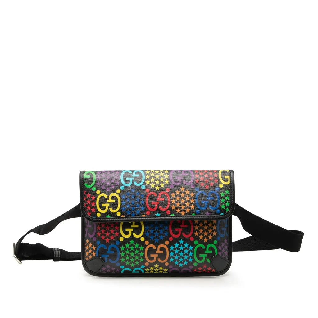 Gucci GG Supreme Psychedelic Belt Bag Black Very good - Front View