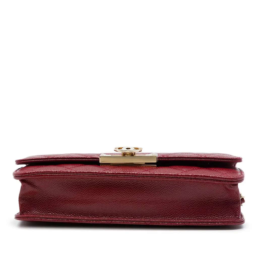 Chanel Quilted Caviar Golden Class Wallet On Chain Red Leather Very good - Inside View