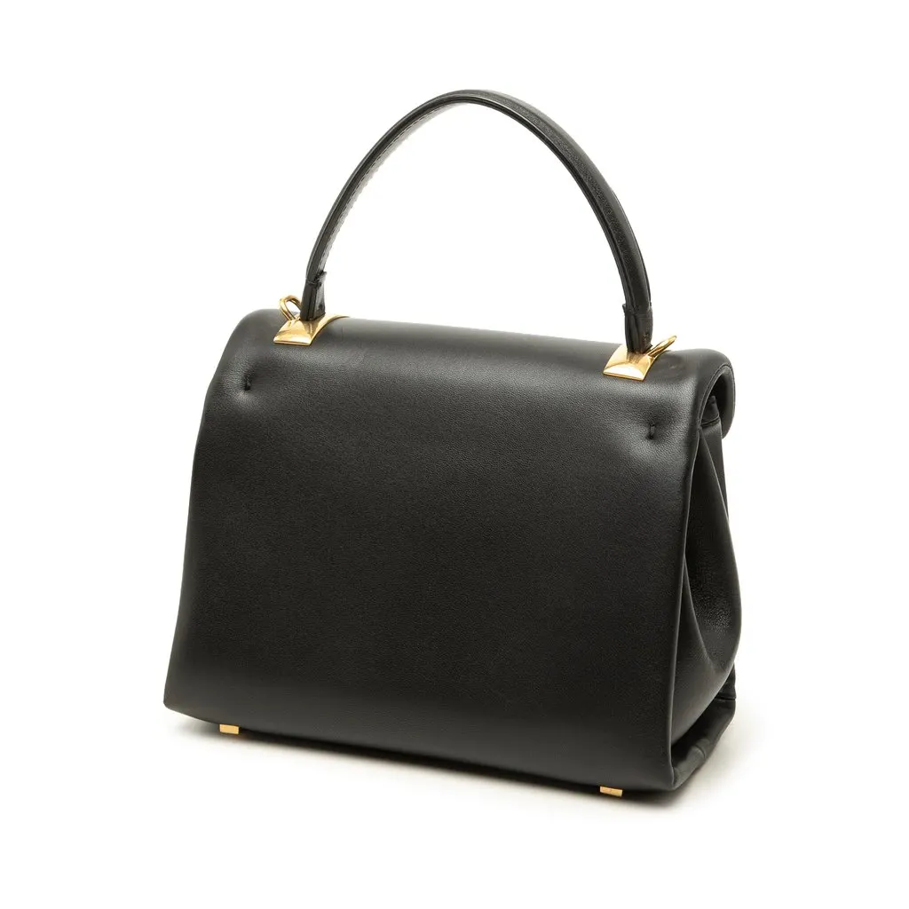 Valentino Mini Leather One Stud Top Handle Bag Black Leather Good - Back View