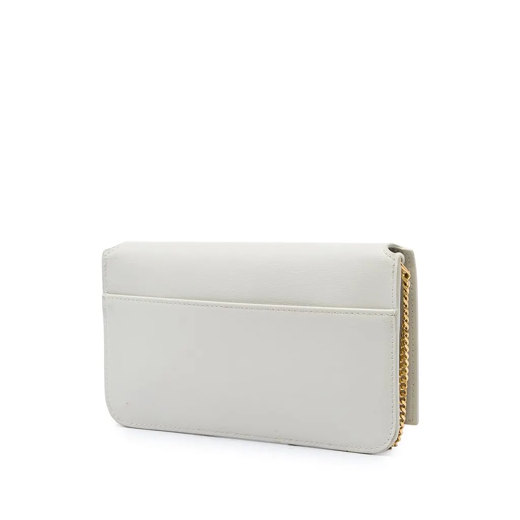 Saint Laurent Smooth Leather Cassandre Phone Holder White Leather Good - Back View