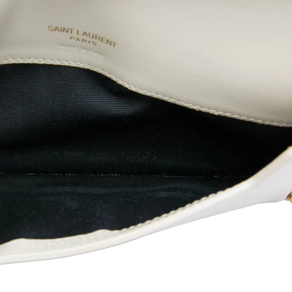 Saint Laurent Smooth Leather Cassandre Phone Holder White Leather Good - Model View