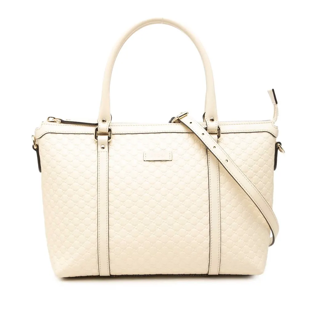 Gucci Small Microguccissima Joy Satchel White Leather Very good - Front View