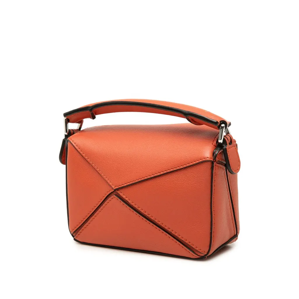 Loewe Nano Calfskin Puzzle Satchel Orange Leather Very good - Back View