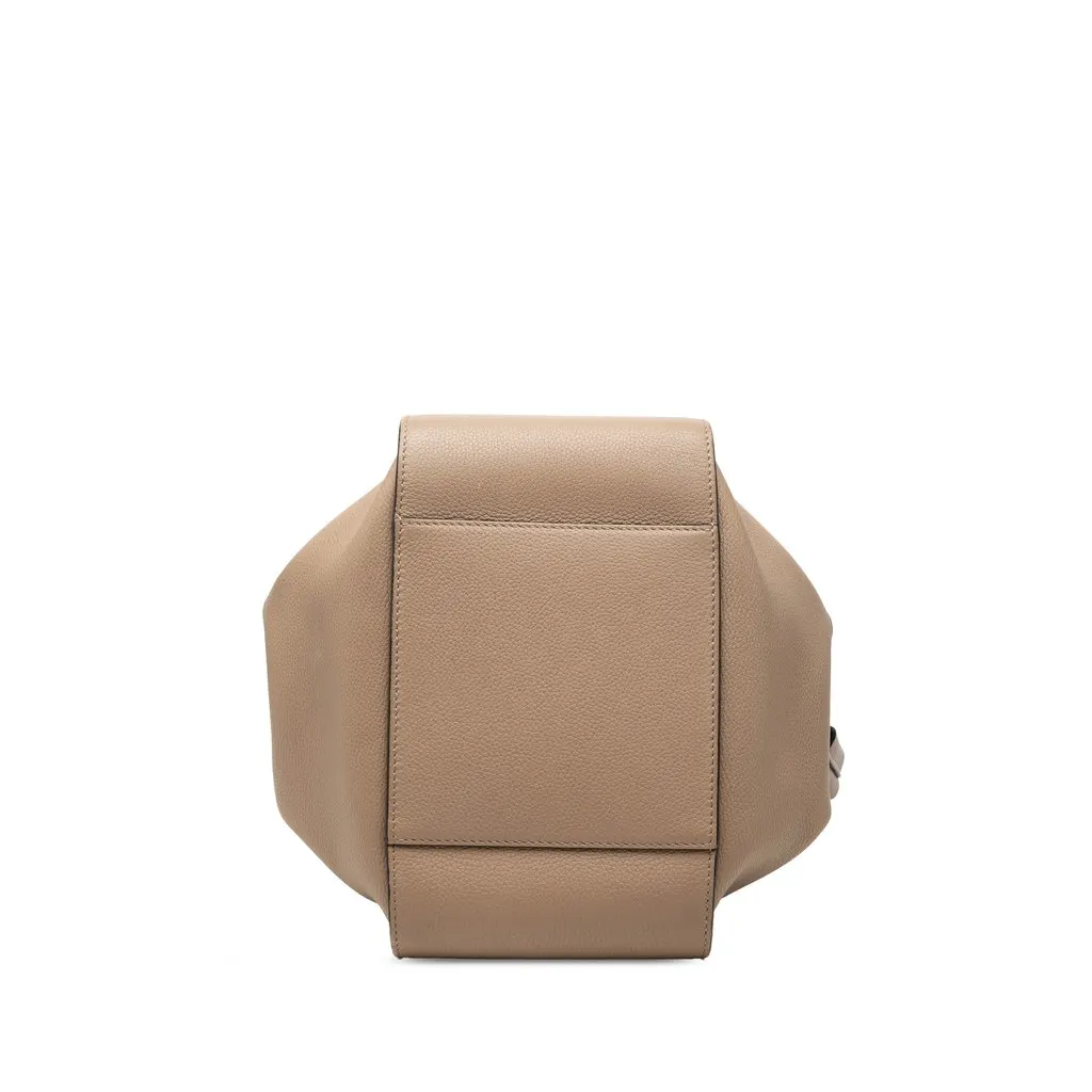 LOEWE Small Grained Calfskin Drawstring Hammock Bag Beige Leather Very good - Inside View