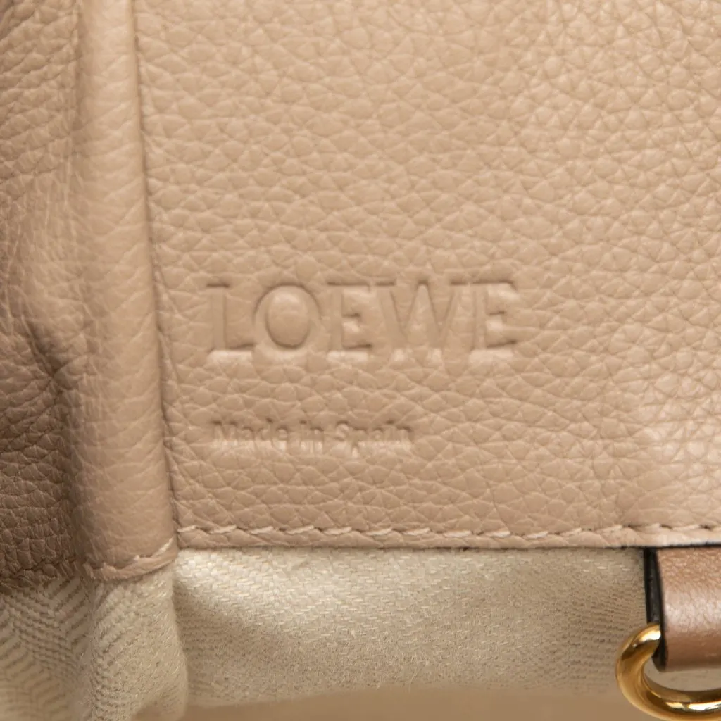 LOEWE Small Grained Calfskin Drawstring Hammock Bag Beige Leather Very good - Box View