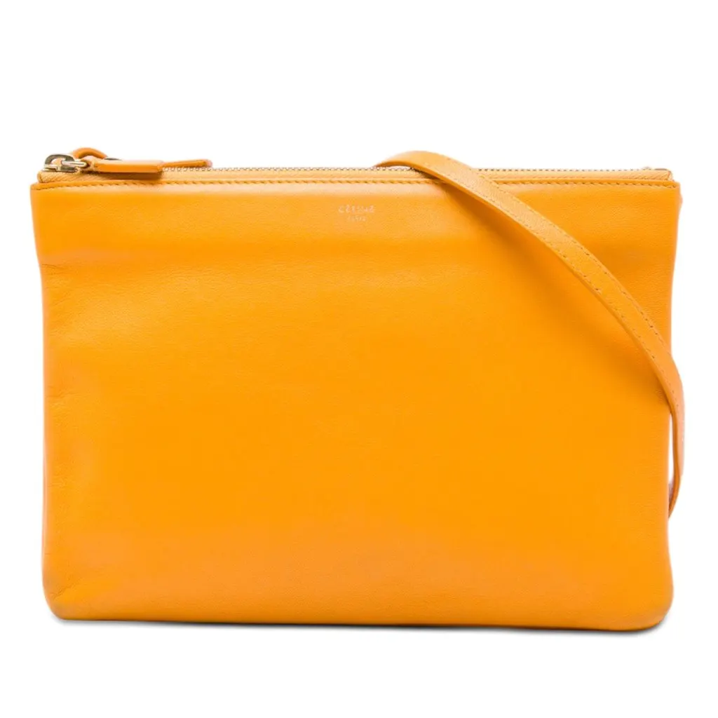 Celine Large Lambskin Trio Crossbody Orange Leather Very good - Front View