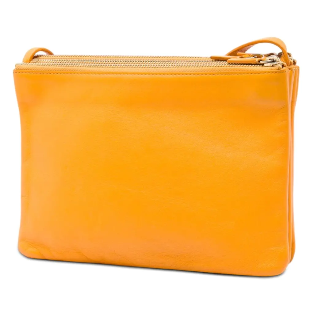 Celine Large Lambskin Trio Crossbody Orange Leather Very good - Back View