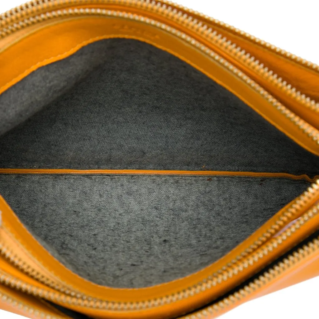 Celine Large Lambskin Trio Crossbody Orange Leather Very good - Model View