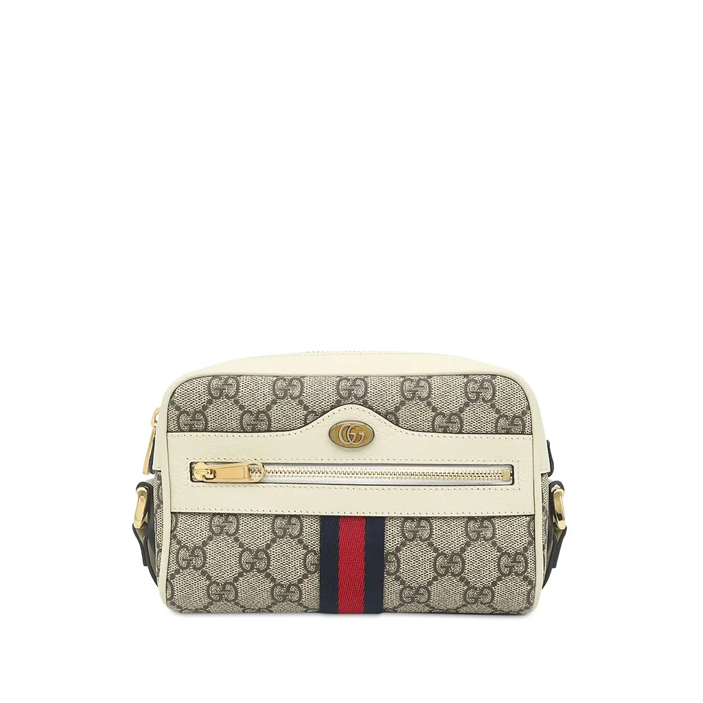 Gucci Mini GG Supreme Web Ophidia Crossbody Beige Canvas Good - Front View