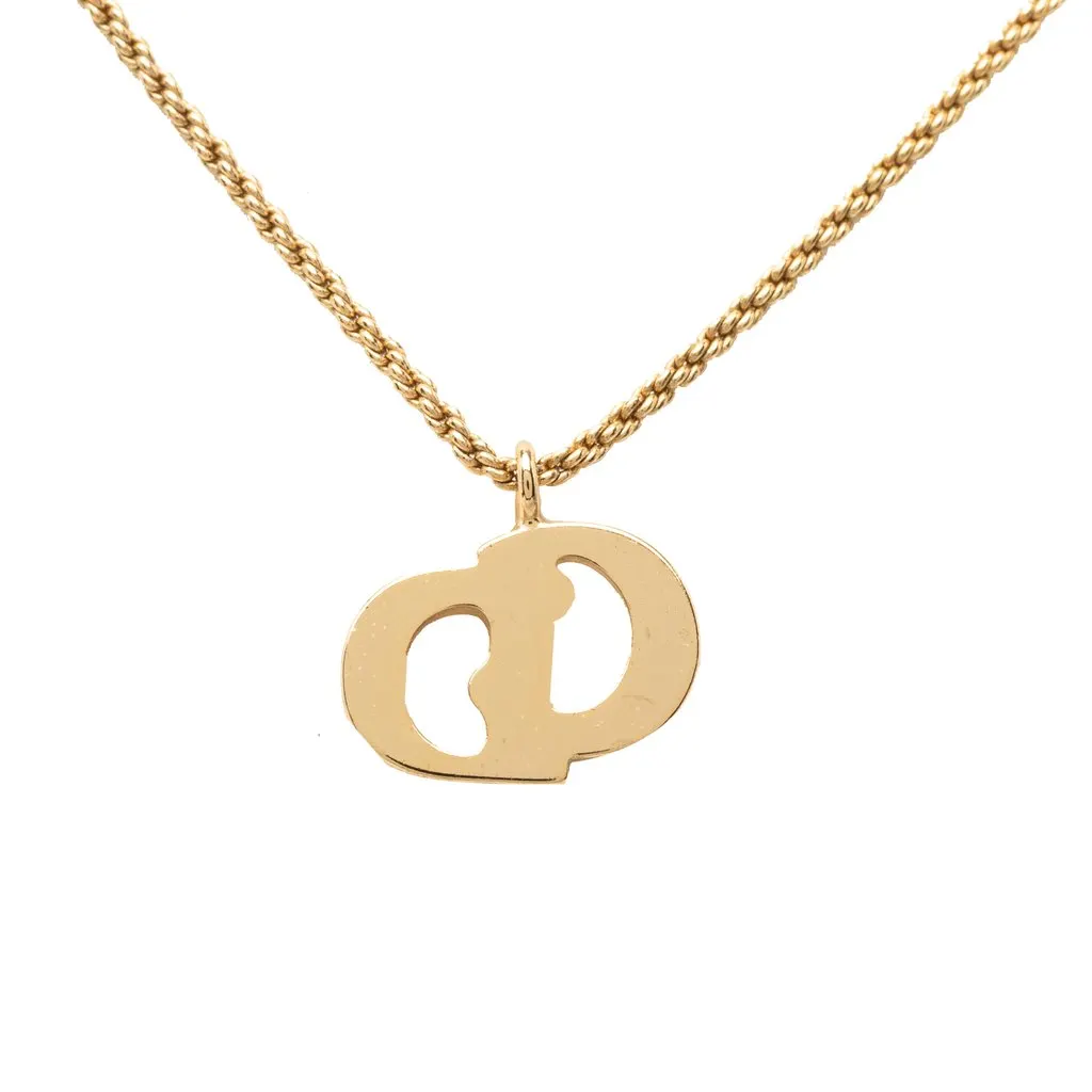 Dior Gold Plated CD Logo Pendant Necklace Gold Metal Very good - Inside View