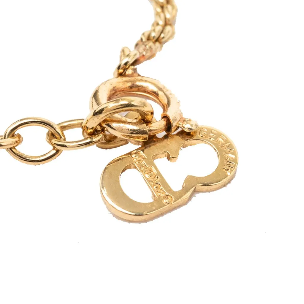 Dior Gold Plated CD Logo Pendant Necklace Gold Metal Very good - Model View