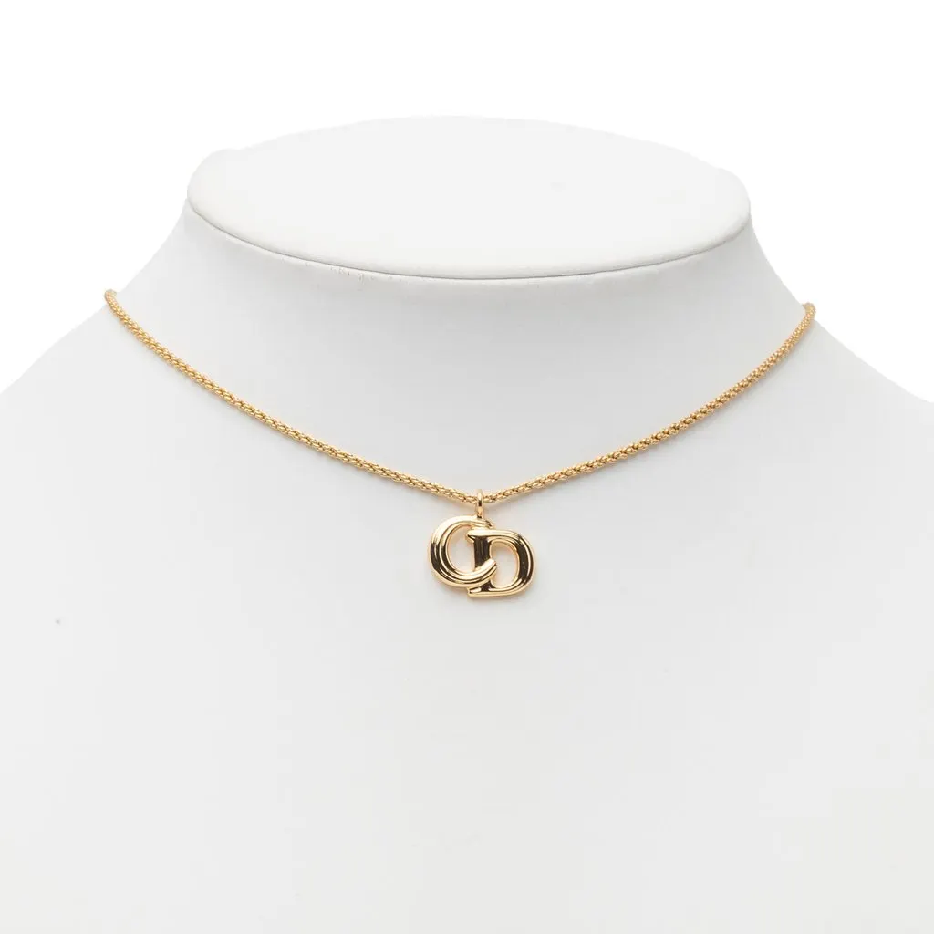 Dior Gold Plated CD Logo Pendant Necklace Gold Metal Very good - Box View
