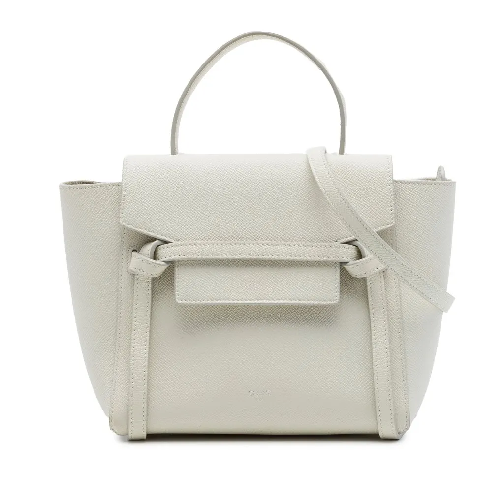 Celine Nano Grained Calfskin Belt Bag White Leather Very good - Front View