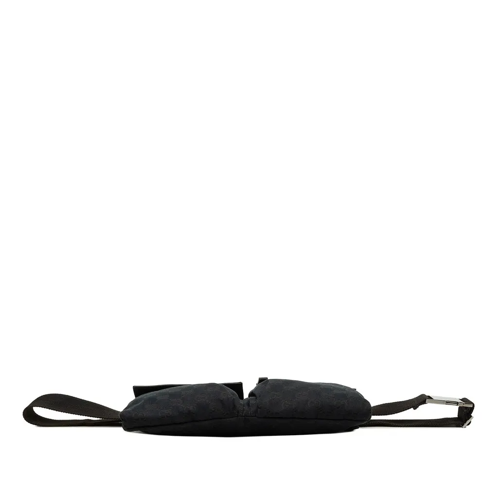 Gucci GG Canvas Double Pocket Belt Bag Black Canvas Good - Inside View