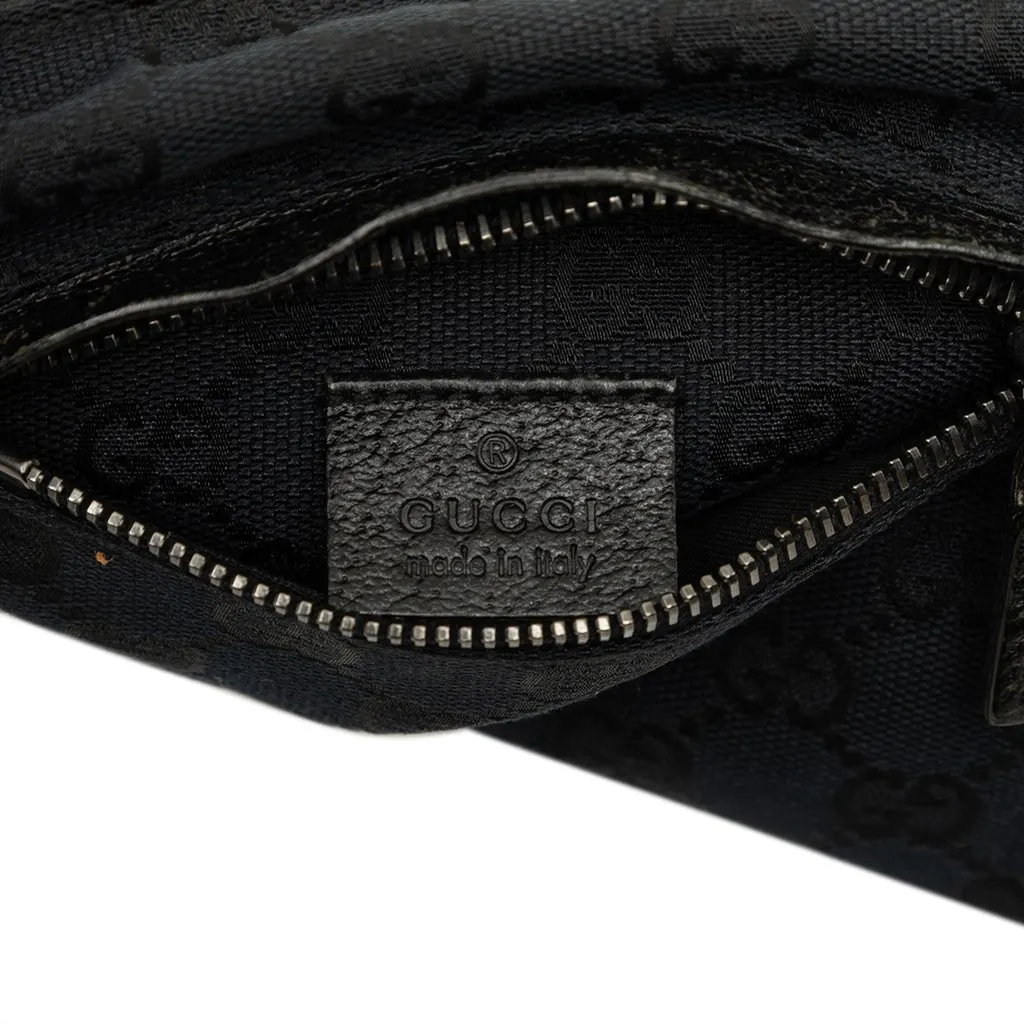 Gucci GG Canvas Double Pocket Belt Bag Black Canvas Good - Box View