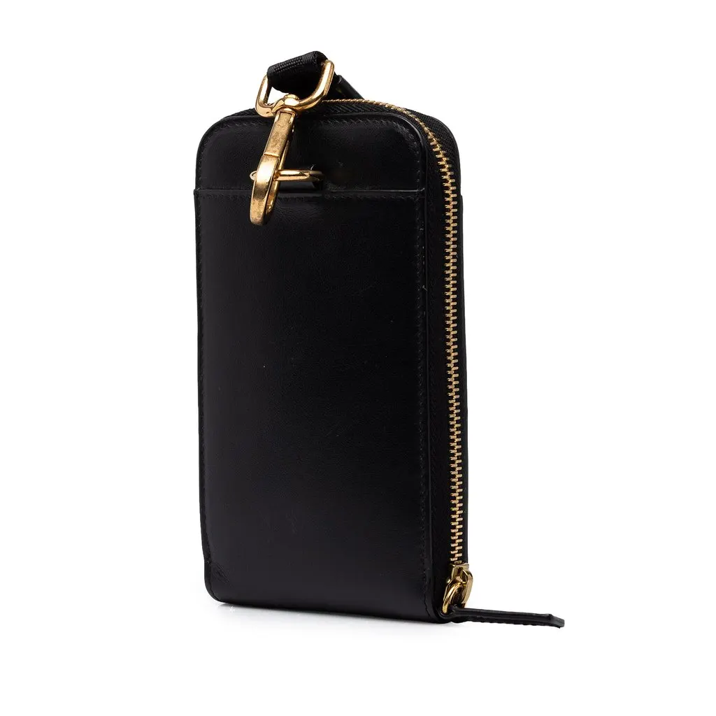 Versace Leather Medusa Phone Pouch Crossbody Black Leather Very good - Back View