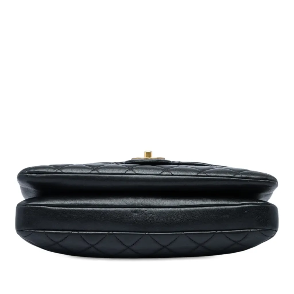 Chanel Quilted Calfskin CC Crown Flap Black Leather Very good - Inside View