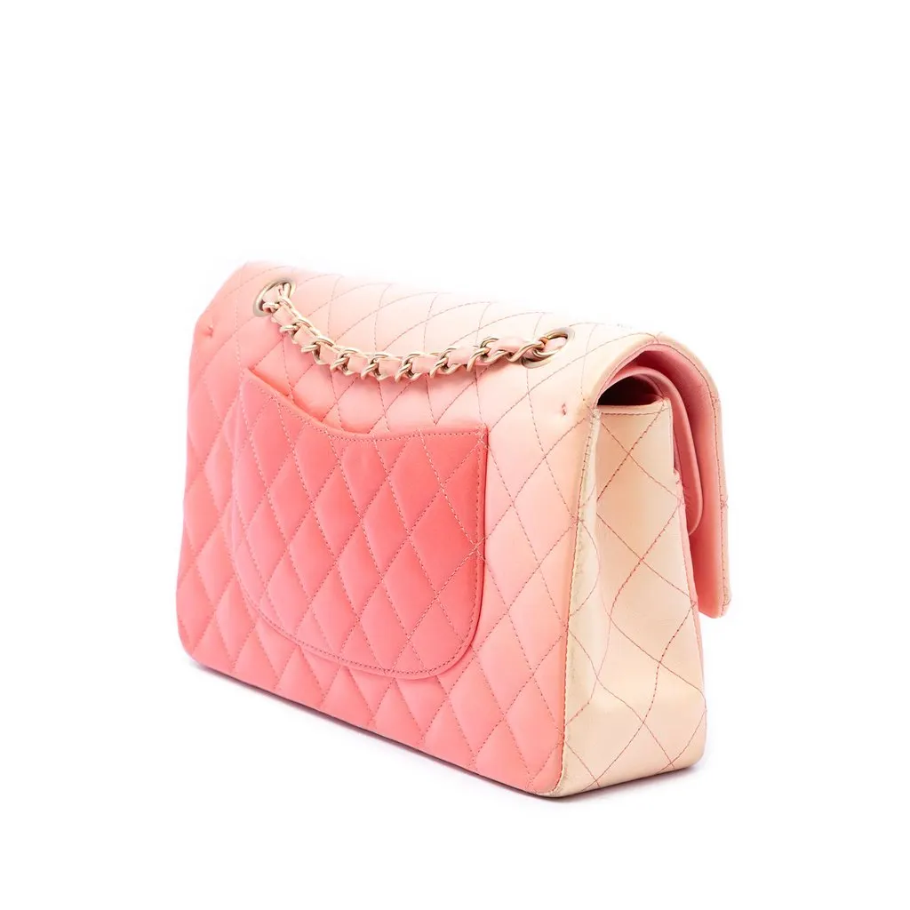 Chanel Medium Classic Ombre Lambskin Double Flap Pink Leather Very good - Back View