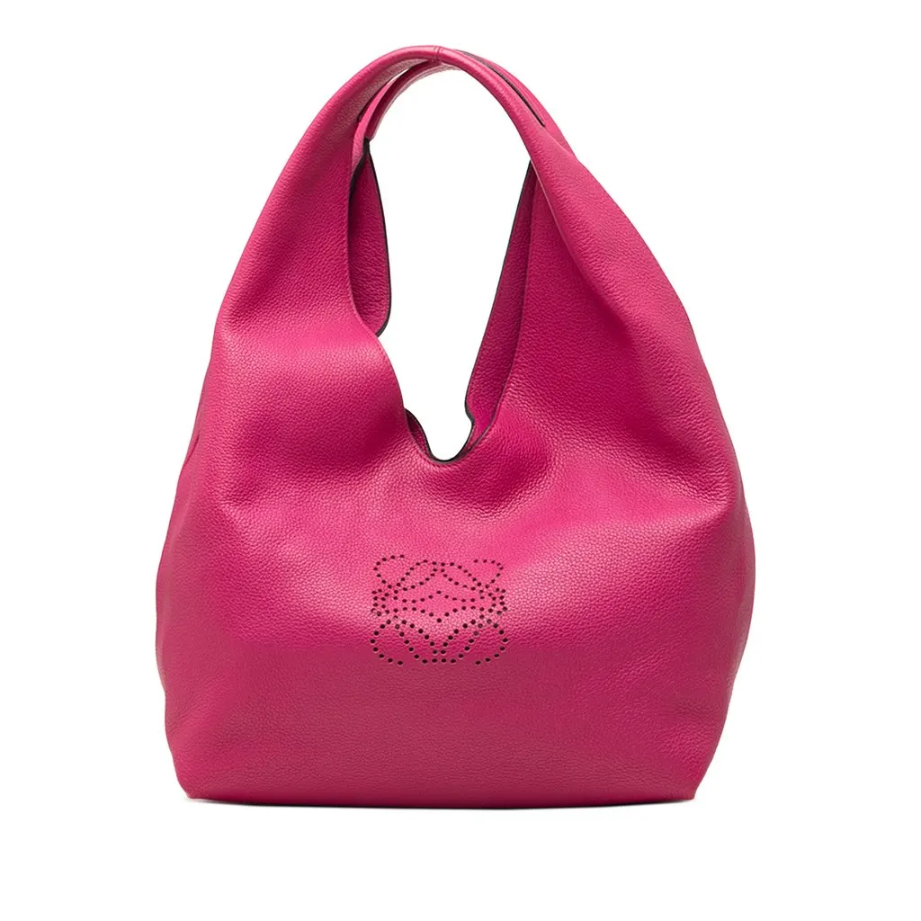 LOEWE Calfskin Anagram Dunas Hobo Pink Leather Very good - Front View