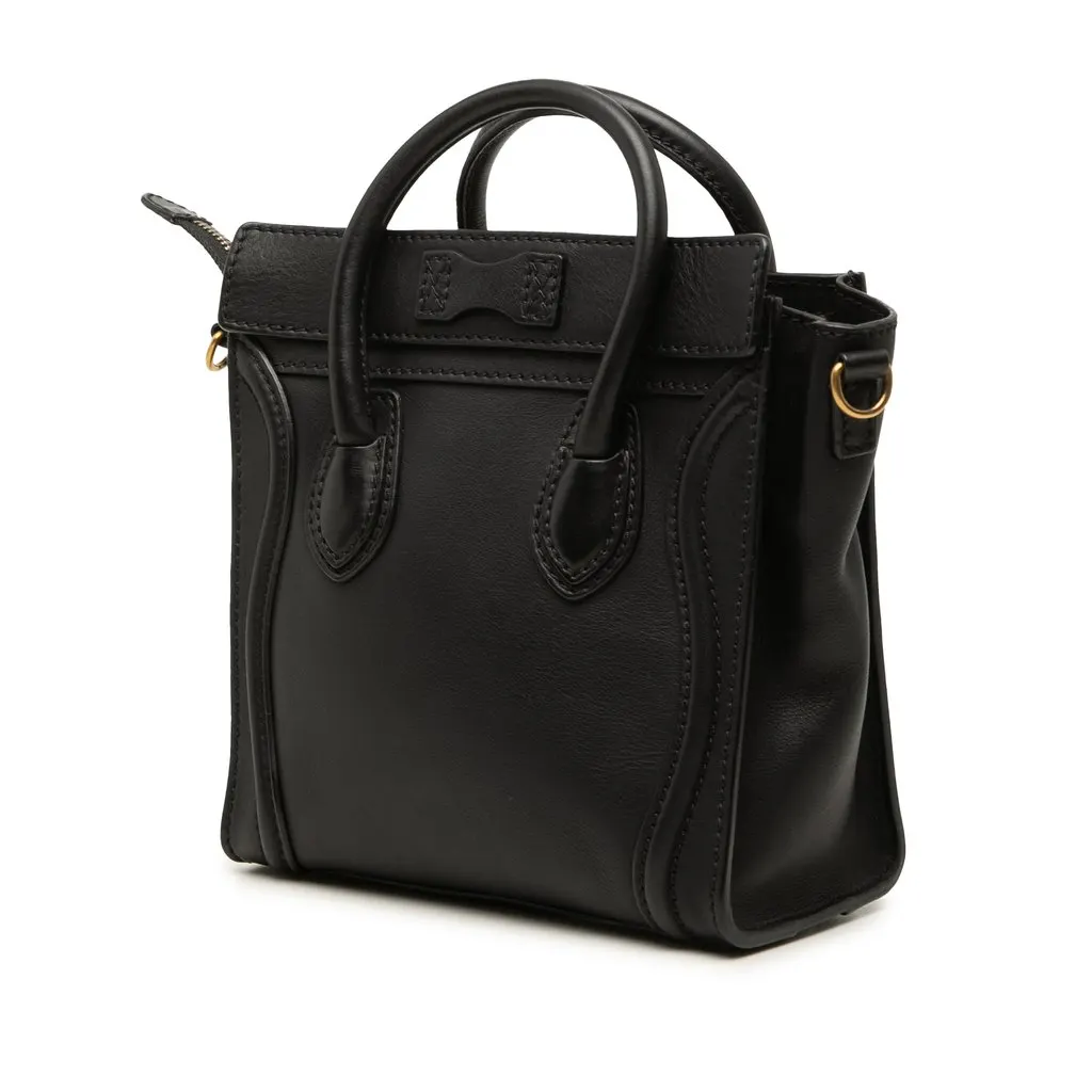 Celine Nano Smooth Calfskin Luggage Tote Black Leather Very good - Back View