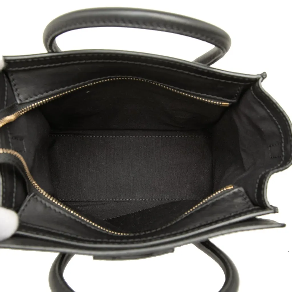 Celine Nano Smooth Calfskin Luggage Tote Black Leather Very good - Model View
