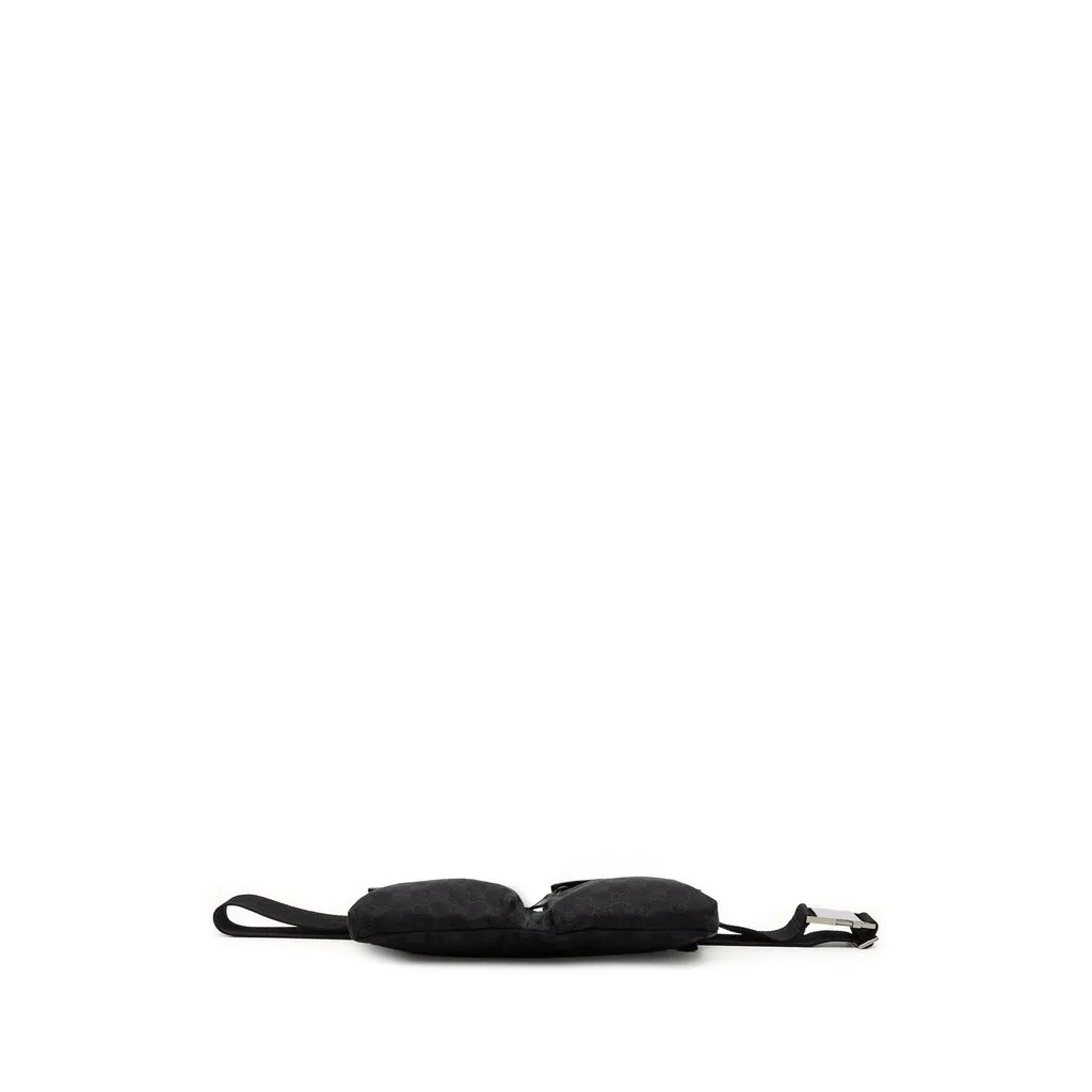 Gucci GG Canvas Double Pocket Belt Bag Black Canvas Good - Inside View