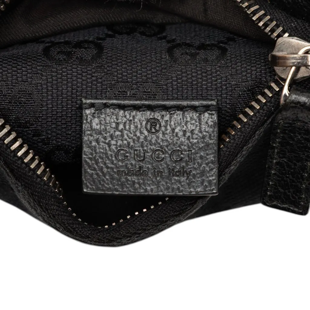 Gucci GG Canvas Double Pocket Belt Bag Black Canvas Good - Box View