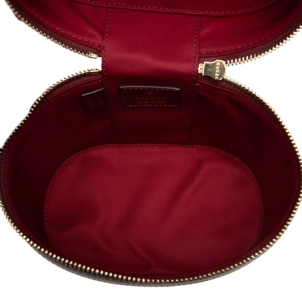 Gucci Shiny Calfskin Bamboo Vanity Bag Red Leather Good - Model View